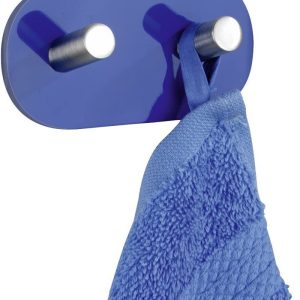 Wandhaken Duo Edelstahl blau