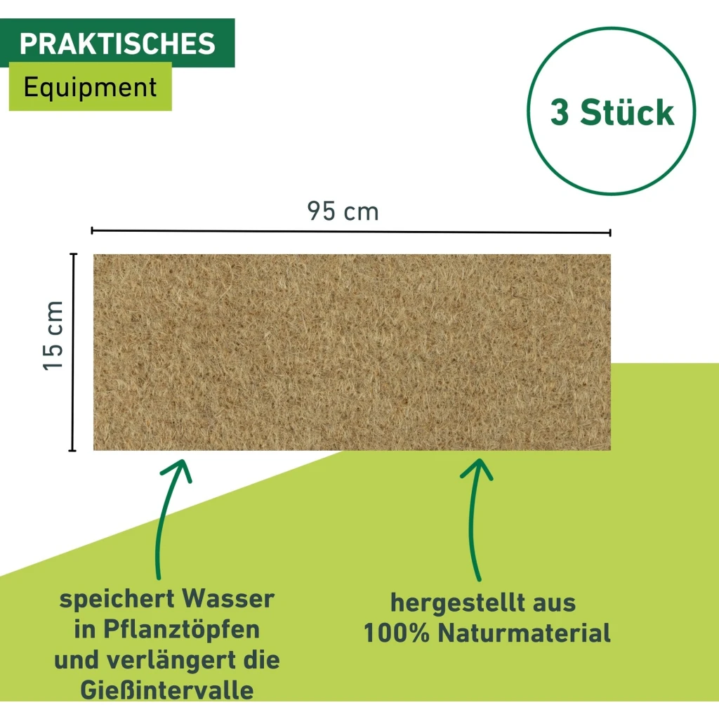 Windhager Jutefilz Wasserspeichermatte | 15 x 95 cm, 3 Stück – Bild 3