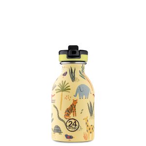 24Bottles – Kindertrinkflasche aus Edelstahl mit Sportcap – 250ml – JUNGLE FRIENDS