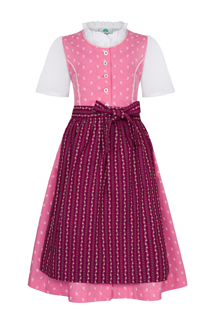 ISAR TRACHTEN Kinderdirndl rosa beere Baumwolle Gr. 80-152