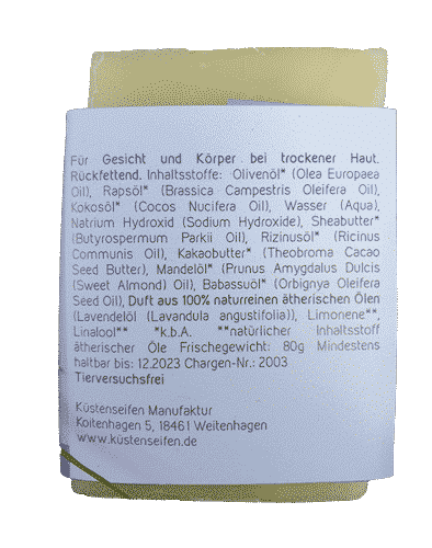 Bio Seife Blaue Brise mit Lavendel – Palmölfrei – Küstenseife 80 g – Bild 3