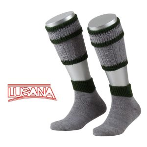LUSANA Kinderl-Loferl Merino Schurwolle mittelgrau & tanne