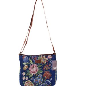 TAZ SHOULDERBAG TAPISTRY FLOWERS Vintage Look Blue