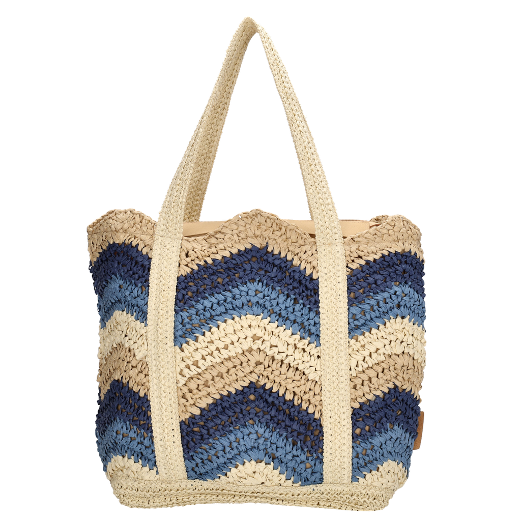 PE FLORENCE Shopper Basttasche im Häkellook blau & natur – Bild 7