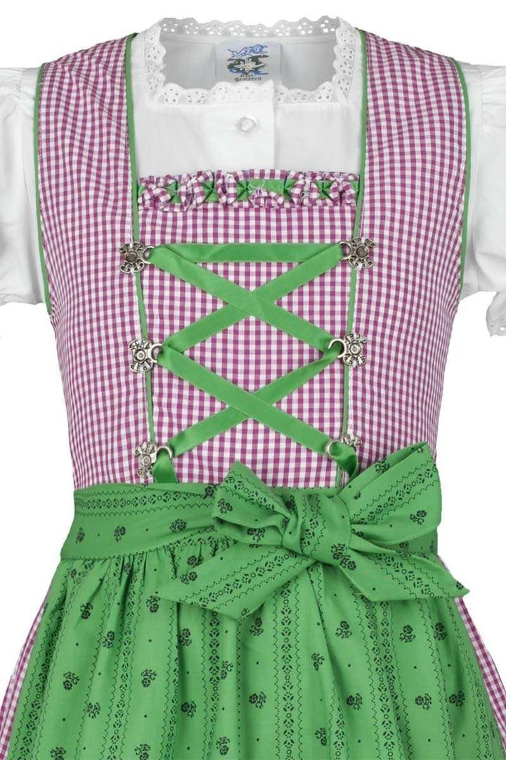 ISAR TRACHTEN Kinderdirndl beere grün Baumwolle Gr. 80-164 – Bild 3